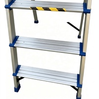 Échelle plateforme moderne légère certifiée EN131 à 3 marches antidérapante pour intérieur/extérieur avec plateau porte-outils mural décoratif