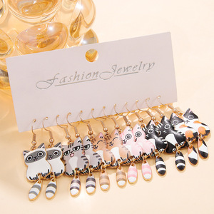 Cartoon <b>Cat</b> Drop <b>Earrings</b> Zinc Alloy Stud <b>Earrings</b> Party Jewelry Fashion Jewelry - Product Image 1