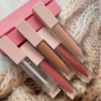 Mode Cosmétiques Brillant À Lèvres Tube En Plastique Noir Conteneurs Carré Rouge À Lèvres Marque Privée