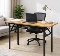 Table de formation pliante moderne à double niveau en bois et métal, avec pieds réglables, mobilier de bureau portable