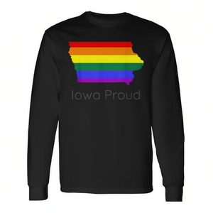 Camiseta de manga larga con bandera del arcoíris de Iowa, unisex, cuello redondo, ropa de orgullo LGBTQ - Product Image 3