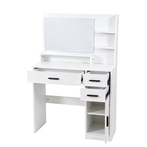 Tocador Moderno <span class=keywords><strong>de</strong></span> Madera Maciza con Espejo, Luces <span class=keywords><strong>de</strong></span> Altura Ajustable, Taburete Acolchado, Almacenamiento y Enchufe para Dormitorio - Product Image 6