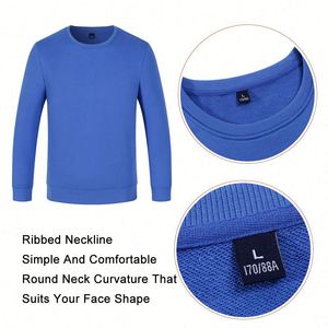 Design 350gsm Unisex Crewneck Sweatshirt Regular Fit Heavyweight Long <b>Sleeve</b> Custom Logo Embroider Print Cotton Blend - Product Image 4