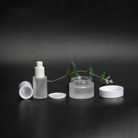 En stock – Flacon de lotion en verre dépoli transparent à fond épais de 20 ml à 120 ml avec couvercle blanc pour crème visage