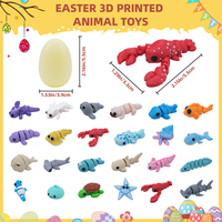 Set de Huevos Sorpresa con Figuras Articuladas de Animales Marinos Impresas en 3D, Mini Kit de Juguetes de Criaturas Oceánicas para Niños, Recuerdo de Fiesta, 24 Piezas