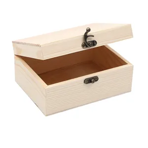 Kotak penyimpanan serbaguna kayu multi-ukuran clamshell hadiah perhiasan cincin kemasan kotak kayu