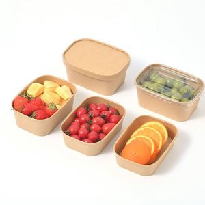 Bol en papier kraft de qualité alimentaire avec couvercle pour animaux de compagnie, idéal pour les plats à emporter - Product Image 4