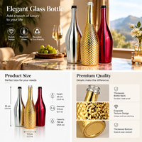 Bouteilles en verre électroplaquées sur mesure pour spiritueux Super Fire Stone 700 mL (rhum et brandy) et bouteilles de champagne électroplaquées or 750 mL