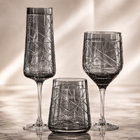 Service de verrerie en cristal soufflé à la main, motif taillé de luxe, pour flûtes à vin et verres à eau, compatible lave-vaisselle, style zen asiatique