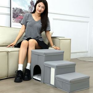 บันไดบ้านสุนัขพับได้อเนกประสงค์บันไดสัตว์เลี้ยงทรงสี่เหลี่ยมทันสมัยหรูหราพิมพ์ลายเต็มไปด้วยฟองน้ำเป็นมิตรต่อสิ่งแวดล้อมอเนกประสงค์ - Product Image 1