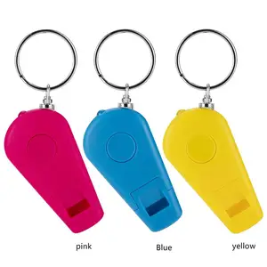 Ide hadiah promosi 2024 hadiah kustom Logo plastik Led gantungan kunci senter gantungan kunci/lampu Led gantungan kunci dengan peluit