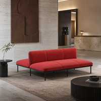 Canapé d'attente moderne en tissu double face, banquette modulaire de réception avec dossier, éco-responsable pour hôtels et bureaux