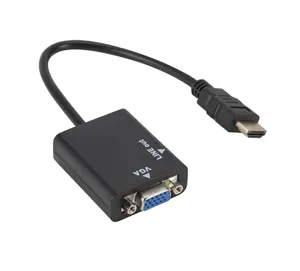 Adaptador hdmi para vga de áudio, adaptador de hdmi para vga, conversor de vídeo e áudio digital para analógico, macho para fêmea 1080p para pc laptop tablet