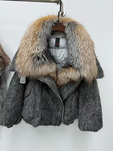 Janveny 2025 <span class=keywords><strong>Piumino</strong></span> Invernale alla Moda in Lana <span class=keywords><strong>d</strong></span>'<span class=keywords><strong>Oca</strong></span> da Donna con Collo in Vera Pelliccia di Volpe Naturale, Parka e Cappotto Spesso e Caldo - Product Image 2
