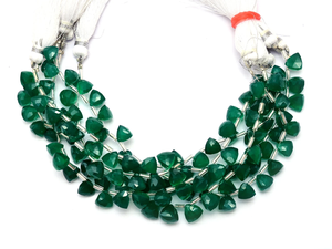 Piedras preciosas de ónix verde AAA, cuentas de Briolette facetadas de 7mm-8mm, cuentas de piedras preciosas semipreciosas de ónix verde Natural para la fabricación de joyas - Product Image 5