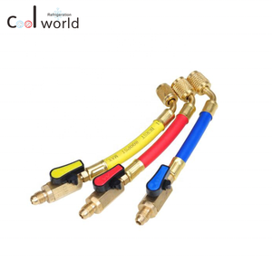 Rojo Amarillo Azul 800Psi 1/4 "5/16" SAE <span class=keywords><strong>R410</strong></span> Juego <span class=keywords><strong>de</strong></span> mangueras <span class=keywords><strong>de</strong></span> alta presión con válvula <span class=keywords><strong>de</strong></span> bola Manguera <span class=keywords><strong>de</strong></span> <span class=keywords><strong>carga</strong></span> para <span class=keywords><strong>aire</strong></span> <span class=keywords><strong>acondicionado</strong></span> Fluoruro - Product Image 2