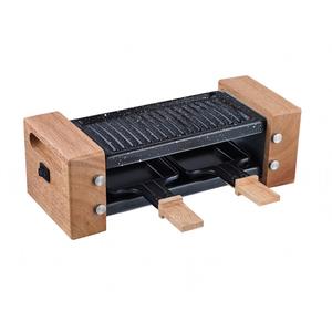 Mini <span class=keywords><strong>raclette</strong></span> électrique avec poignée en bois véritable inspirée de la nature Contrôle de la température Prise américaine Appareil de cuisine pour barbecue intérieur - Product Image 6