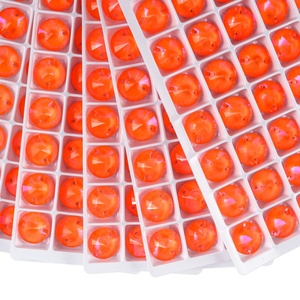 OLeeya Sparkle Top 5A Bevel Glass Round Rivoli Neon Colors Sewing Strass Big Crystals Flat Back Sew on Rhinestones for Jewelry - Product Image 5