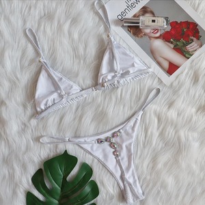 Costume da Bagno <span class=keywords><strong>Bikini</strong></span> Lucido da Donna, <span class=keywords><strong>Micro</strong></span> Mini <span class=keywords><strong>String</strong></span> Due Pezzi, Costume Femminile con Perizoma, Costume da Bagno con Glitter e Strass - Product Image 5