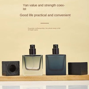 Nouveau flacon de parfum en verre plat écologique de 50 ml avec fond épais, couvercle en bois, pulvérisateur à baïonnette, joint d'étanchéité, 100 pièces - Product Image 6