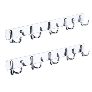 Wholesale Price <strong>Wall</strong> <strong>Mounted</strong> Polish 5 Hooks Coat Hooks Hanging Coat Metal <strong>Wall</strong> Hooks <strong>Rail</strong> - Product Image 1