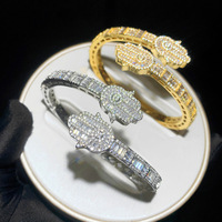 Mode Nouveau Hip Hop Bracelet Ouvert Ensemble Palm Zircon Plein Diamant Punk Style Bracelet Femmes Ins De Luxe Romantique Bijoux Cadeau