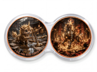 Pièce de monnaie en cuivre pur 999 de 1 oz, lot de 2, capsule Infinity, couleur UV, mythique, en relief 3D, édition collector colorée