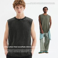 Premium comfortabel wit 100% katoenen gewassen zwaargewicht vest, superzacht, ronde hals, hoge kwaliteit, casual voor heren