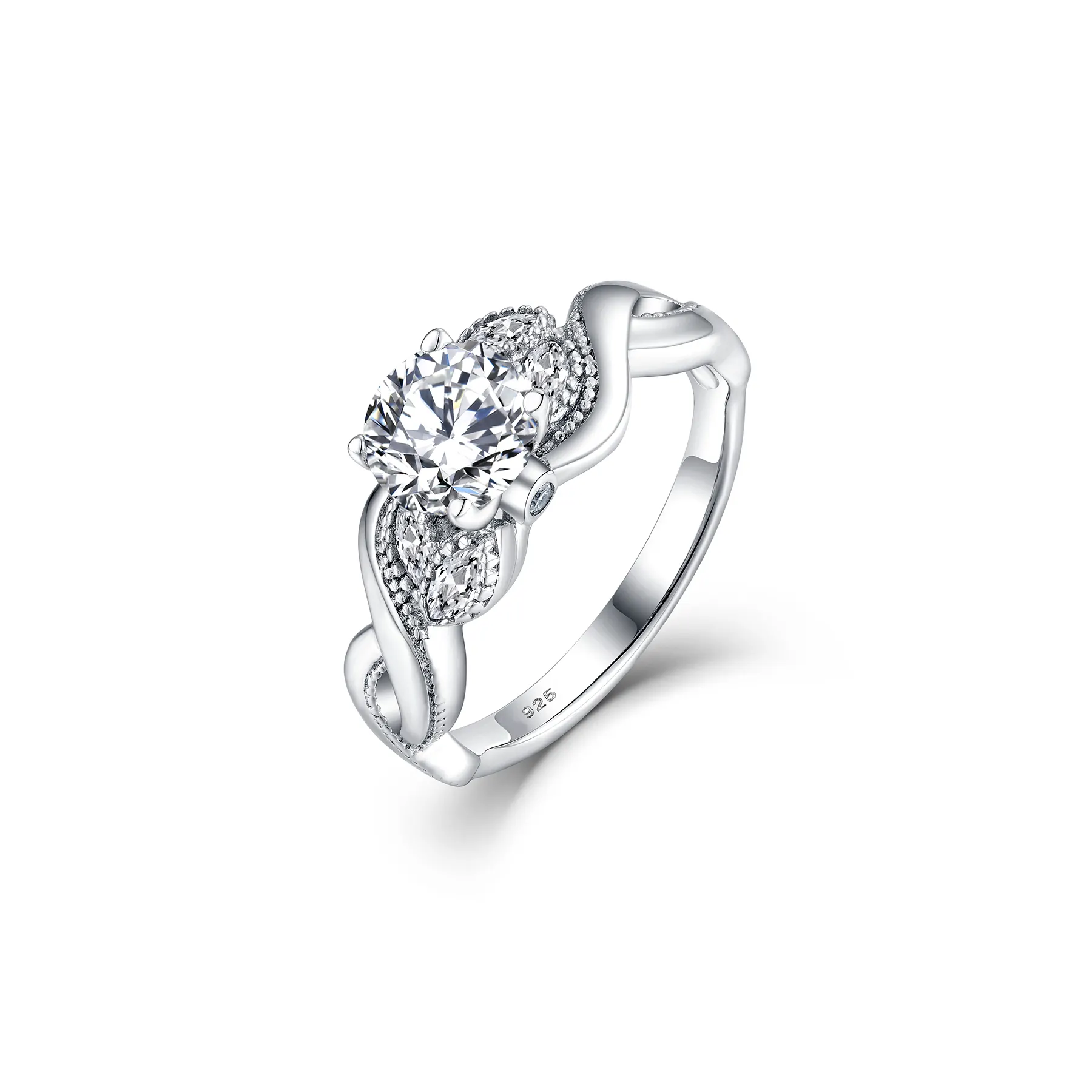 Qingxin CUSTOM OEM Women Men 925 Sterling Silver Classic Rings CZ Eternity Engagement Wedding Band Promise Ring