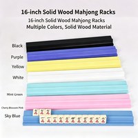 Supports de tuiles de mahjong américaines en bois massif de luxe de 16 pouces, lot de 4 supports multicolores avec poussoirs, durables et portables pour le divertissement