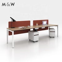 Bureau de travail extensible double face en métal au design moderne pour 2 personnes, poste de travail pour personnel avec taille personnalisée, usage commercial