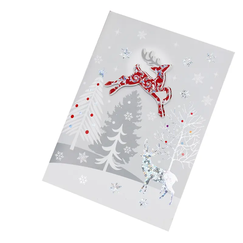 Supplier Dear Popup Merry Christmas Glitter Pop Up Greeting 3D Paper Cards With Envelope