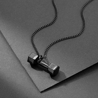Chaîne de collier haltère tendance style coréen pour homme, personnalisée en acier titane avec placage sous vide, accessoire breloque