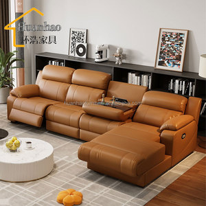 Ensemble de canapé inclinable électrique <span class=keywords><strong>en</strong></span> forme de L moderne, système de cinéma maison intelligent, <span class=keywords><strong>cuir</strong></span>, deux places, réglable, couleur personnalisée - Product Image 4