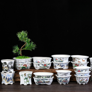 <span class=keywords><strong>Pot</strong></span> en céramique Zisha rectangulaire à motif floral, <span class=keywords><strong>pot</strong></span> de bureau pour plantes succulentes, mini bonsaï, vente en gros d'usine - Product Image 1