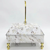 Matériel de restauration, chauffe-plats pour buffet avec couvercle suspendu, acier inoxydable, capacité 9L, motif marbre blanc, réchaud