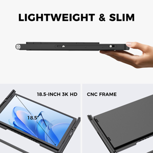 Extenseur d'écran portable triple, entièrement en aluminium, quatre écrans 3×18,5” QHD HDR IPS USB-C et HDMI, compatible avec les ordinateurs portables de 11 à 18 pouces, 2,5K - Product Image 2