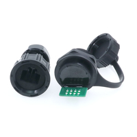 Conector RJ45 Macho/Hembra con Carcasa de Nailon para Montaje en Panel, Impermeable IP67, para Equipos de Exterior
