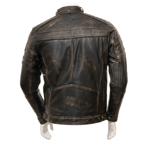 Veste de motard en cuir vintage classique pour hommes manteau de moto en cuir véritable personnalisable pour les cyclistes élégants - Product Image 1