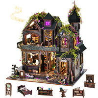 Modèle de château magique à construire soi-même, maisonnette en bois, blocs de construction faits à la main, puzzle 3D