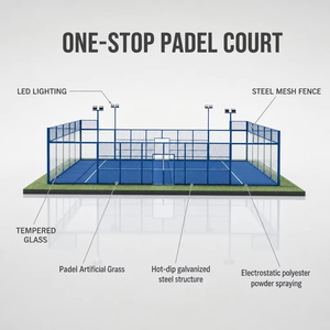 Solution complète pour terrain de padel sur mesure, prix usine, terrain de padel professionnel, ensemble complet, verre trempé, acier galvanisé - Product Image 3