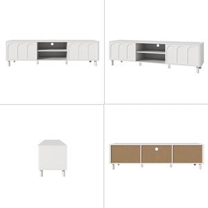 Meuble <span class=keywords><strong>TV</strong></span>, centre de divertissement, grand rangement, console multimédia pour salon, portes coulissantes, étagères réglables, bois moderne - Product Image 4