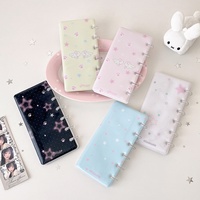Binder Kartu PVC K-pop Girl Cartoon Star Mushroom Buckle Loose-leaf untuk Siswa, Koleksi Idol, Album Penyimpanan 4-grid Bentuk Strip Panjang