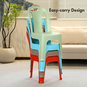 Chaise à dossier en plastique empilable, design ergonomique, tabouret portable pour enfants et adultes avec coussinet antidérapant, chaise sûre et résistante aux charges lourdes - Product Image 4