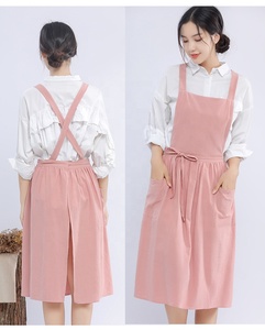 Commercio all'ingrosso personalizzato a buon mercato donne ragazze Vintage pianura cotone lino grembiule lavori di giardinaggio croce indietro vestito scamiciato - Product Image 5