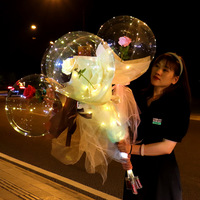Ballon lumineux LED transparent de 20 pouces, ballon rose lumineux Bobo, bouquet de ballons Bobo spatial, confession de la Saint-Valentin