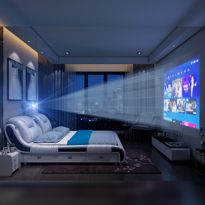 Modern Minimalist Leather Smart Massage Bedroom <strong>Bed</strong> <strong>Under</strong> Storage 2 <strong>Drawers</strong> Comfortable Soft Multi-functional <strong>Bed</strong> Frame - Product Image 5