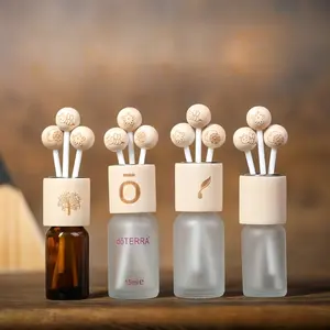 mini 1oz 2oz 3oz 4oz Round Empty Frosted Brown amber Essential Oil Bottle reed diffuser glass bottles