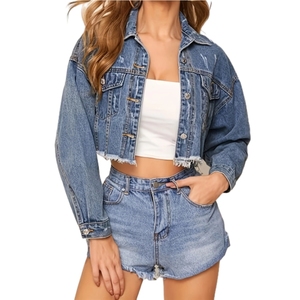 Abrigo de Mezclilla con Botones para Mujer, Estilo Moderno, en Oferta - Product Image 2