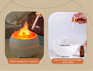 Smart Desktop Salt Stone Flame Aromatherapy Humidifier with Ambient Lighting and Automatic Essential <b>Oil</b> <b>Diffuser</b> - Product Image 6
